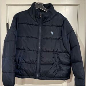 U.S.Polo Association NEW Navy Blue Zip Front Puffer Coat Boys Large Pockets